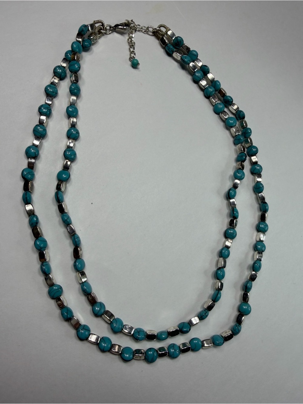 Turquoise Beaded Double Strand Necklace - Women Jewelry